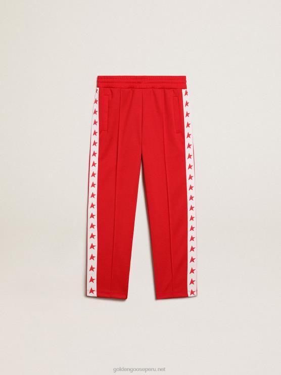 FDVPX882 Golden Goose niños joggers rojos con estrellas a los lados