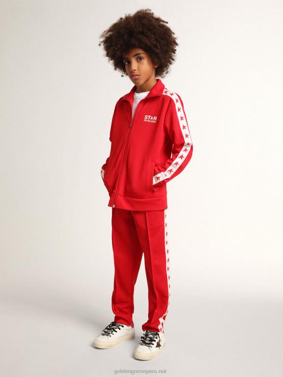 FDVPX882 Golden Goose niños joggers rojos con estrellas a los lados