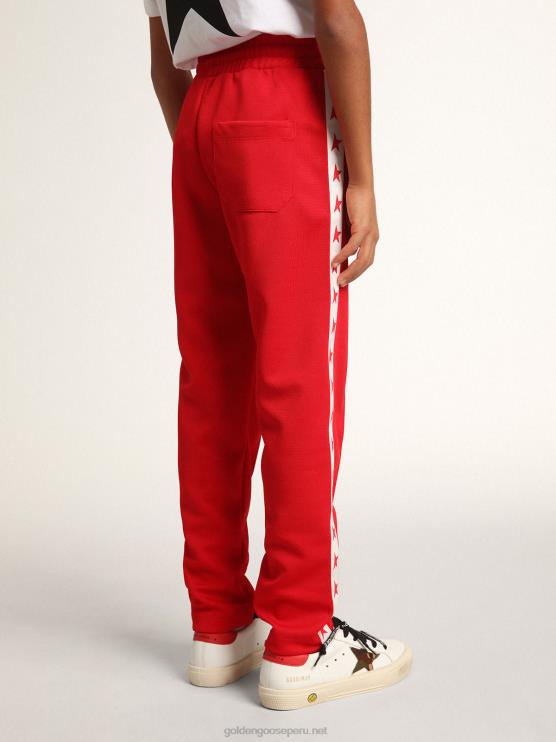FDVPX882 Golden Goose niños joggers rojos con estrellas a los lados