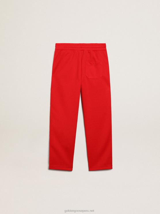 FDVPX882 Golden Goose niños joggers rojos con estrellas a los lados