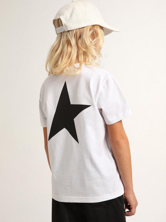 FDVPX899 Golden Goose niños camiseta blanca de la colección star con logo y estrella en contraste en negro