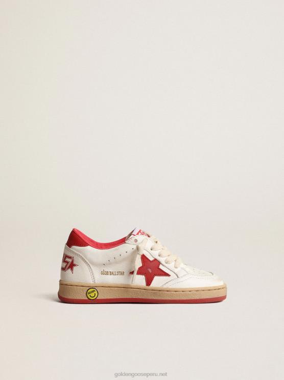 FDVPX848 Golden Goose niños ball star júnior de napa con estrella de piel roja y refuerzo del talón