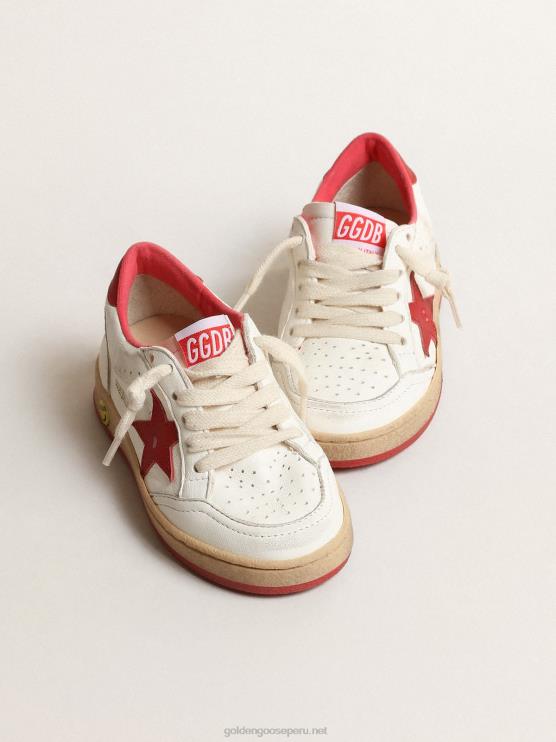 FDVPX848 Golden Goose niños ball star júnior de napa con estrella de piel roja y refuerzo del talón