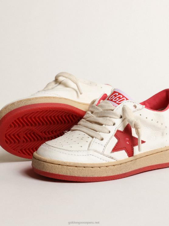 FDVPX848 Golden Goose niños ball star júnior de napa con estrella de piel roja y refuerzo del talón