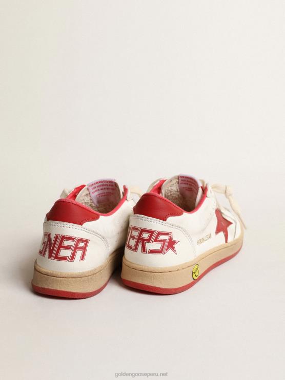FDVPX848 Golden Goose niños ball star júnior de napa con estrella de piel roja y refuerzo del talón