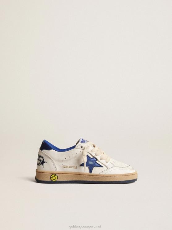 FDVPX854 Golden Goose niños ball star júnior con estrella de piel metalizada azul y refuerzo en el talón