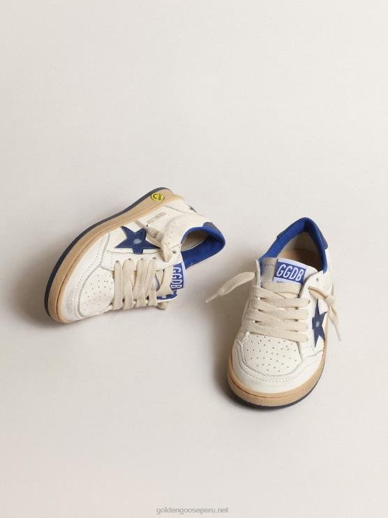 FDVPX854 Golden Goose niños ball star júnior con estrella de piel metalizada azul y refuerzo en el talón