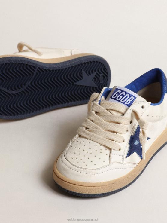 FDVPX854 Golden Goose niños ball star júnior con estrella de piel metalizada azul y refuerzo en el talón