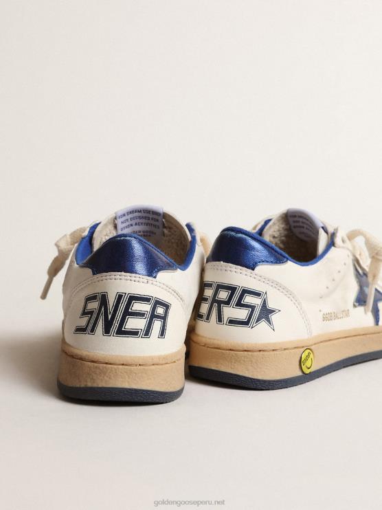 FDVPX854 Golden Goose niños ball star júnior con estrella de piel metalizada azul y refuerzo en el talón