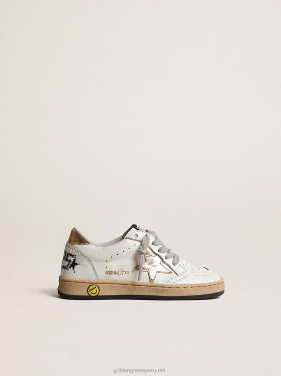FDVPX855 Golden Goose niños ball star júnior con estrella de piel metalizada dorada y refuerzo en el talón