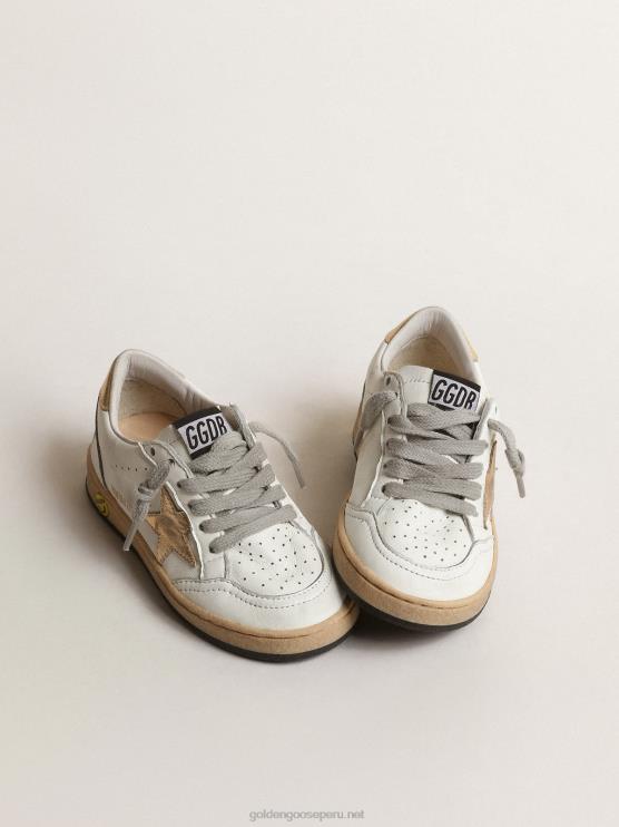 FDVPX855 Golden Goose niños ball star júnior con estrella de piel metalizada dorada y refuerzo en el talón