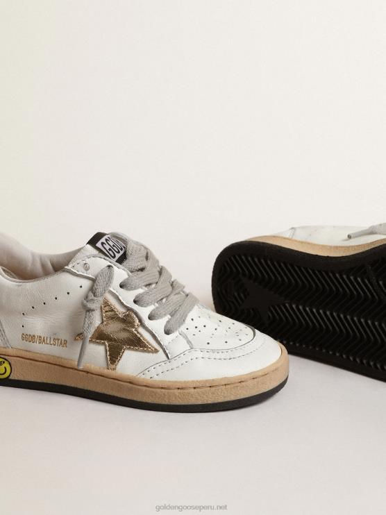 FDVPX855 Golden Goose niños ball star júnior con estrella de piel metalizada dorada y refuerzo en el talón