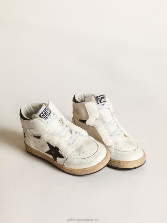 FDVPX847 Golden Goose niños sky-star júnior de napa blanca con estrella de piel negra