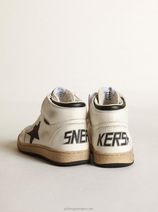 FDVPX847 Golden Goose niños sky-star júnior de napa blanca con estrella de piel negra