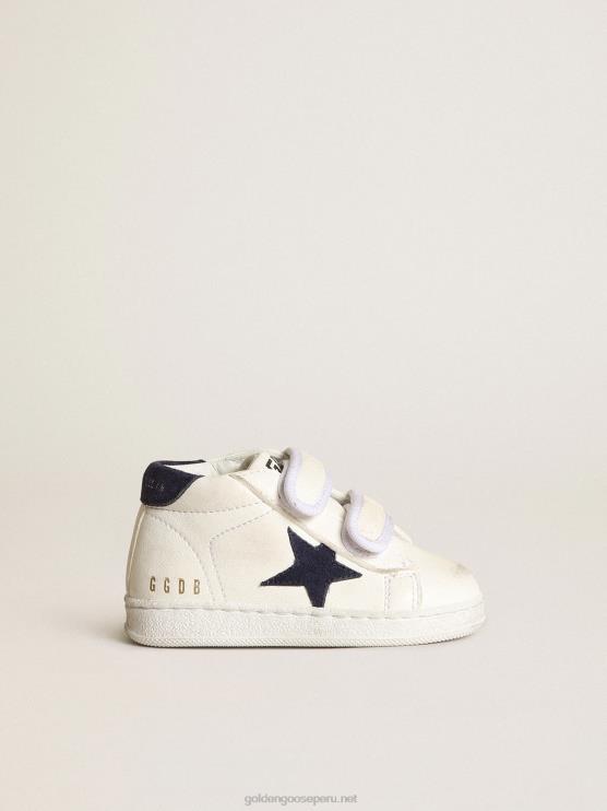 FDVPX850 Golden Goose niños junio de napa con estrella de ante azul oscuro y refuerzo del talón