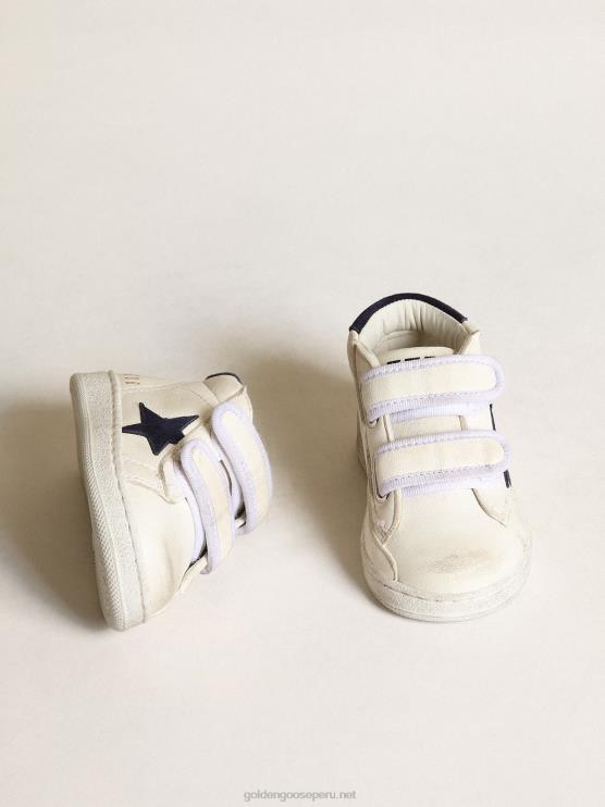 FDVPX850 Golden Goose niños junio de napa con estrella de ante azul oscuro y refuerzo del talón