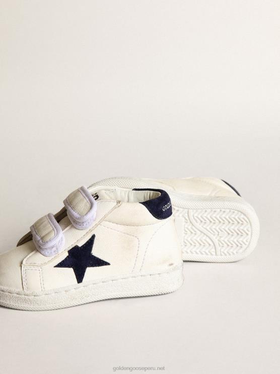 FDVPX850 Golden Goose niños junio de napa con estrella de ante azul oscuro y refuerzo del talón