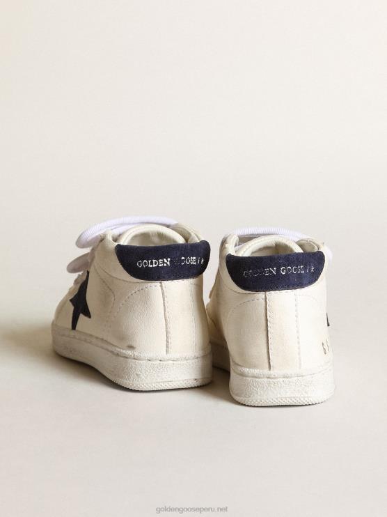 FDVPX850 Golden Goose niños junio de napa con estrella de ante azul oscuro y refuerzo del talón