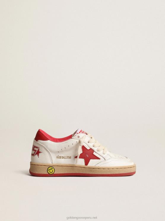 FDVPX864 Golden Goose niños ball star young en napa con estrella de piel roja y refuerzo en el talón