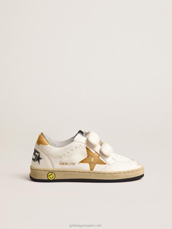 FDVPX874 Golden Goose niños balón star young con estrella de piel metalizada dorada y refuerzo en el talón