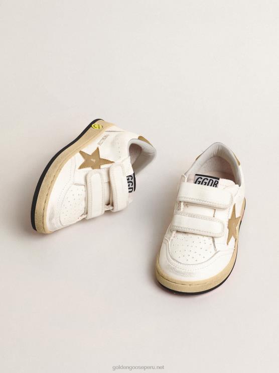 FDVPX874 Golden Goose niños balón star young con estrella de piel metalizada dorada y refuerzo en el talón