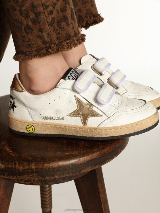 FDVPX874 Golden Goose niños balón star young con estrella de piel metalizada dorada y refuerzo en el talón