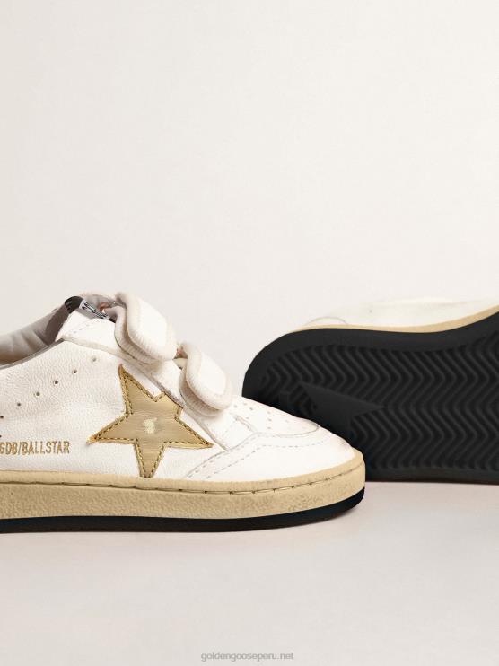 FDVPX874 Golden Goose niños balón star young con estrella de piel metalizada dorada y refuerzo en el talón