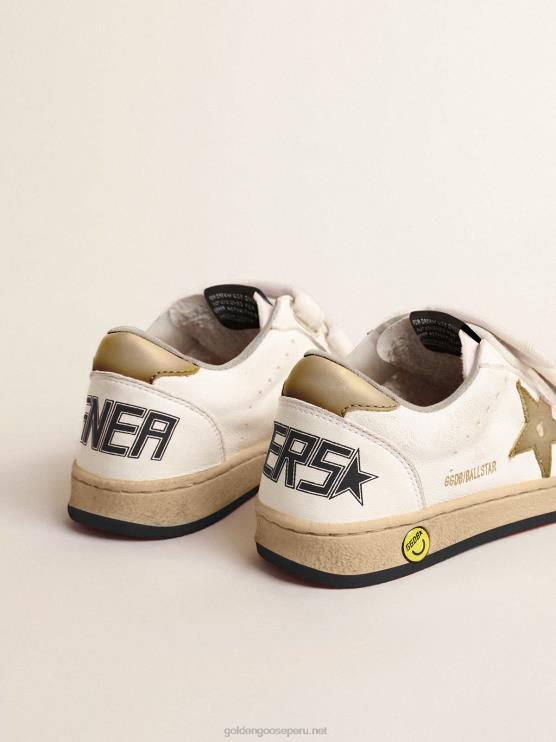 FDVPX874 Golden Goose niños balón star young con estrella de piel metalizada dorada y refuerzo en el talón