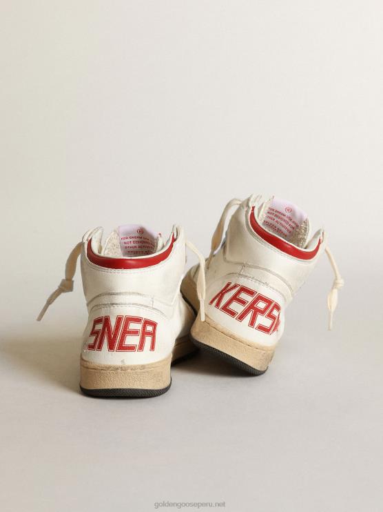 FDVPX865 Golden Goose niños Zapatillas deportivas young sky-star de napa blanca con estrella de cuero rojo y refuerzo en el talón