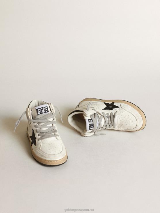 FDVPX870 Golden Goose niños Zapatillas deportivas young sky-star de napa blanca con estrella de cuero negro y refuerzo en el talón