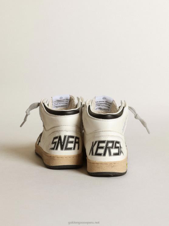 FDVPX870 Golden Goose niños Zapatillas deportivas young sky-star de napa blanca con estrella de cuero negro y refuerzo en el talón