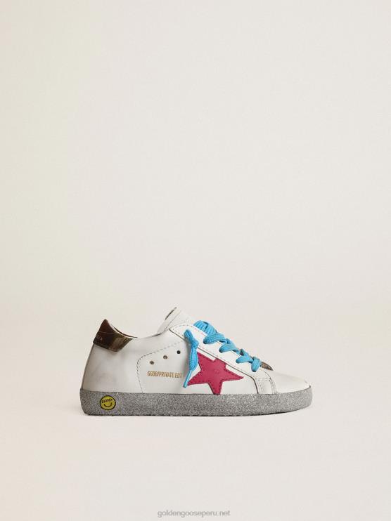 FDVPX857 Golden Goose niños junior super-star ltd con estrella fucsia y zorro brillante
