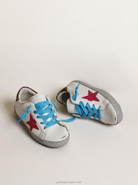 FDVPX857 Golden Goose niños junior super-star ltd con estrella fucsia y zorro brillante