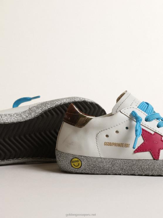 FDVPX857 Golden Goose niños junior super-star ltd con estrella fucsia y zorro brillante