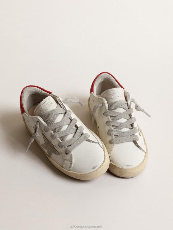 FDVPX863 Golden Goose niños super-star young con estrella de ante y tirador de cuero rojo en el talón