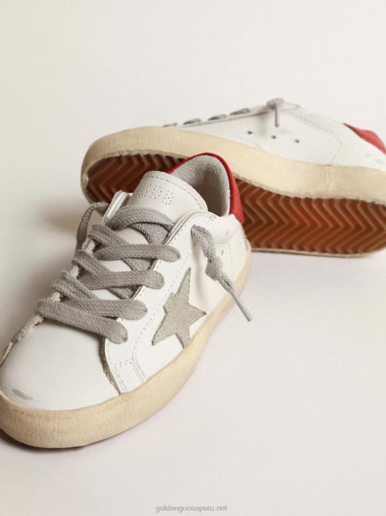 FDVPX863 Golden Goose niños super-star young con estrella de ante y tirador de cuero rojo en el talón