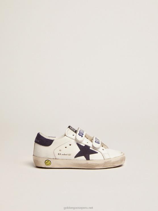 FDVPX867 Golden Goose niños zapatillas old school con inserciones de ante azul oscuro