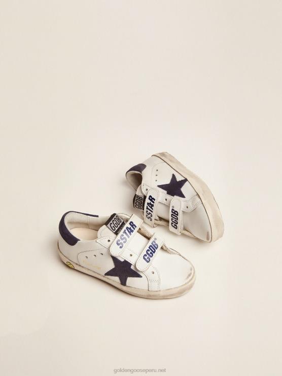 FDVPX867 Golden Goose niños zapatillas old school con inserciones de ante azul oscuro