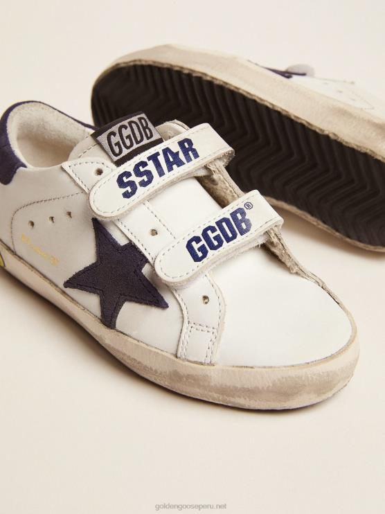 FDVPX867 Golden Goose niños zapatillas old school con inserciones de ante azul oscuro