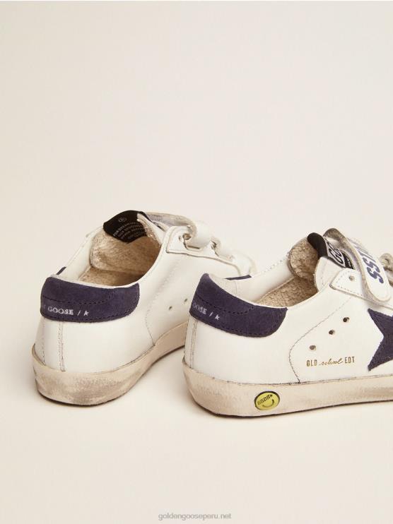 FDVPX867 Golden Goose niños zapatillas old school con inserciones de ante azul oscuro