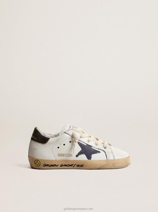 FDVPX875 Golden Goose niños super-star young en napa con estrella estampada y refuerzo negro en el talón