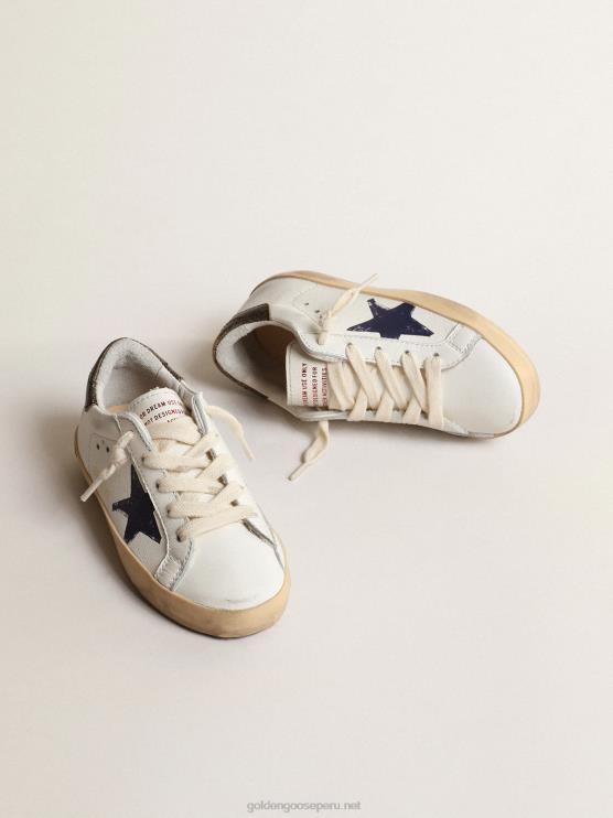 FDVPX875 Golden Goose niños super-star young en napa con estrella estampada y refuerzo negro en el talón