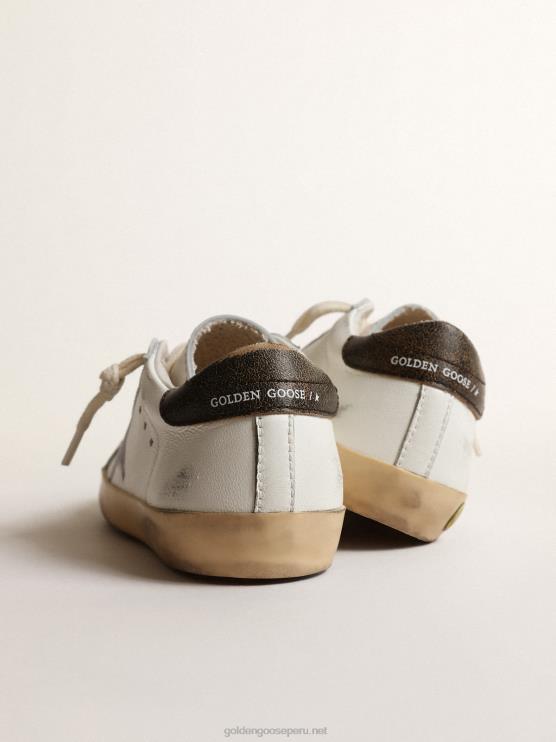 FDVPX875 Golden Goose niños super-star young en napa con estrella estampada y refuerzo negro en el talón