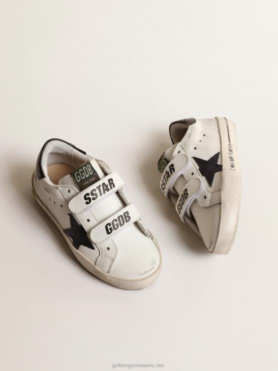 FDVPX876 Golden Goose niños old school young con estrella de piel metalizada y talonera negra