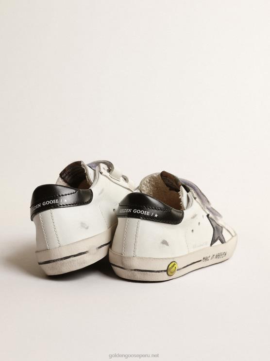FDVPX876 Golden Goose niños old school young con estrella de piel metalizada y talonera negra