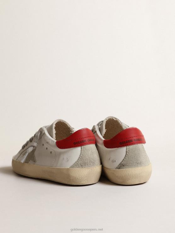 FDVPX845 Golden Goose niños super-star júnior con estrella de ante y tirador de cuero rojo en el talón