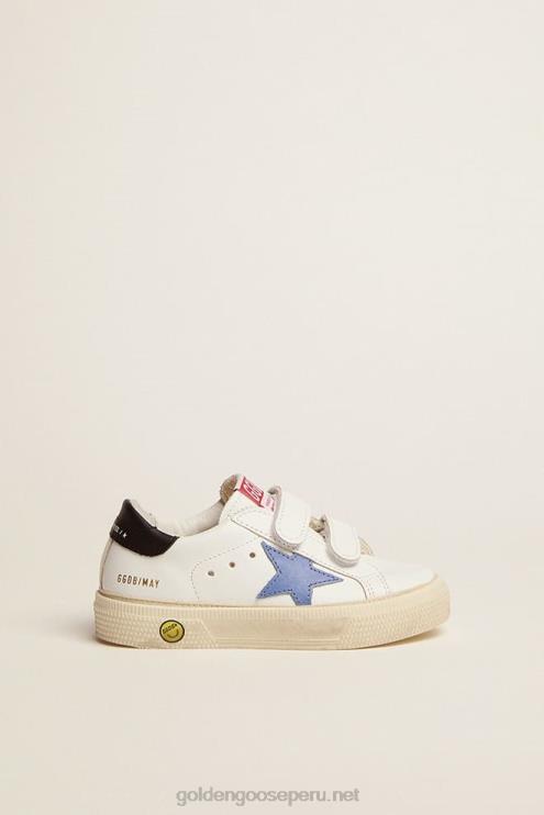 FDVPX852 Golden Goose niños Juniors de la vieja escuela con estrella azul y lengüeta de talón azul oscuro