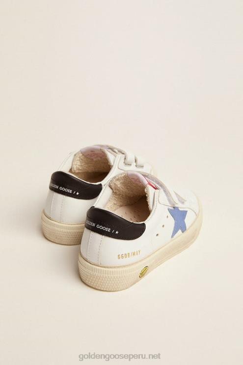 FDVPX852 Golden Goose niños Juniors de la vieja escuela con estrella azul y lengüeta de talón azul oscuro