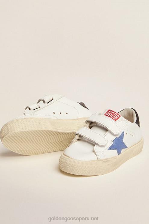 FDVPX852 Golden Goose niños Juniors de la vieja escuela con estrella azul y lengüeta de talón azul oscuro
