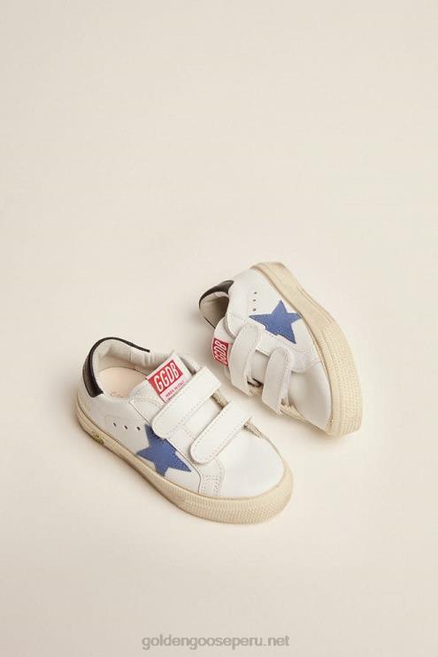 FDVPX852 Golden Goose niños Juniors de la vieja escuela con estrella azul y lengüeta de talón azul oscuro